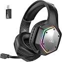EKSA Wireless Gaming Headset, 2.4GHz USB Gaming Headphones with Microphone for PC, PS5, PS4, Nintendo Switch, 7.1 Surround Sound PC Headset, RGB Light, Ergonomic Design, 3.5mm Wired for Xbox Serie