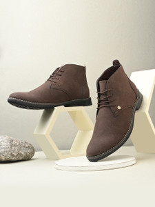EL PASO Brown Lace-Up Ankle Boots for