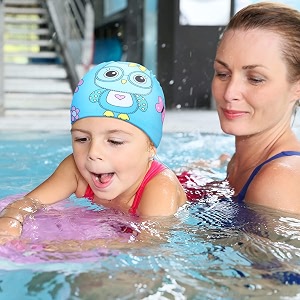 el regalo 2 pcs swim cap kidstoddlers comfortable breathable polyester fabric swimming caps cute cartoon dolphin shark owl mermaid fairy unicorn giraffe swim caps dinosaur amp blue owl