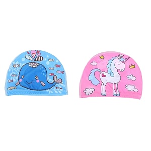 el regalo 2 pcs swim cap kidstoddlers comfortable breathable polyester fabric swimming caps cute cartoon dolphin shark owl mermaid fairy unicorn giraffe swim caps dolphin amp unicorn
