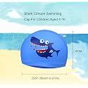 El Regalo 2 PCs Swim Cap Kids/Toddlers, Comfortable Breathable Polyester Fabric Swimming Caps Cute Cartoon Dolphin, Shark, Owl, Mermaid Fairy, Unicorn, Giraffe Swim Caps (Pink Owl &amp; Blue Shark)