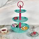 livingwithelan Elan 3 Tier Cupcake Stand Multipurpose Serving | Dessert Multilayer Serving Platter | Mild Steel Cupcake Stand for Wedding Birthday gift (Tweet, Aqua-Pink)