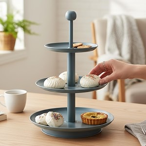 elan 3 tier round mild steel cake stand 3 t knob moss green
