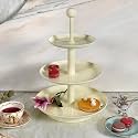 ELAN 3 Tier Round MILD Steel Cake Stand (3 T) (Knob Off-White)