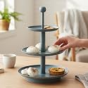 ELAN 3 Tier Round MILD Steel Cake Stand (3 T) (Knob Moss Green)