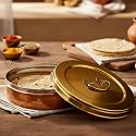 Elan Dabbahs and Days Stainless Steel Casserole for Roti, Papad, Chapati | 8.5 Inch Box for Kitchen | Chapati Box | Hot Pot Roti Box for Fresh &amp; Warm Rotis (Copper and Antique Gold Finish)