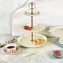 ELAN Metal Flourish 3 Tier Cake and Cupcake Stand for Birthdays/Wedding Party, Dessert Holder/Stand (Off-White)