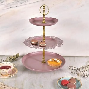 elan metal flourish 3 tier cake stand round cupcake stand cake stand for decoration mauve