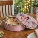 Elan Stainless Steel Roti Box Chapati Colorful Design with Lid, Ideal for Serving and Storing Rotis, Papads, Dry Food, and Candies | Eco-Friendly, Lightweight, Durable &amp; Easy to open (Casserole,Nude)