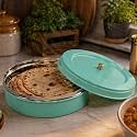 Elan Storage Box For Roti/Papad/Chapati | Tight Lid Stainless Steel Multipurpose Dabba With Lid | Roti Server | Storage Container For Kitchen diwali gift (Casserole, Aqua)