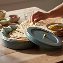 Elan Stainless Steel Round Roti,Chapatti Box | Elegant Design | Food Grade | Ideal for Papad,Bread,Snak storage | Easy to open | Tight lid diwali gift (Casserole, Moss Green)