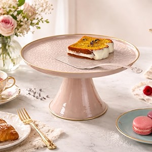 livingwithelan elan panthera embossed cake stand with cake server cupcake stand for party metal round dusty rose