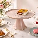livingwithelan ELAN Panthera Embossed Cake Stand with Cake Server, Cupcake Stand for party, Metal, Round (Dusty Rose)