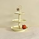 livingwithelan ELAN Royal Hive 3 Tier Cupcake Stand, Mild Steel, Round, Multipurpose Dessert Serving Platter for Party, Birthday, Wedding (Off White)