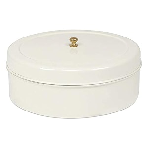 elan stainless steel roti box chapatti hotpot  elegant design  food grade  ideal for papad bread snak storage  easy to open and store  roti tight lid diwali gift casserole off white