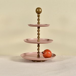 livingwithelan elan swirl 3 tier cupcake stand mild steel round multipurpose dessert serving platter for party birthday wedding dusty rose