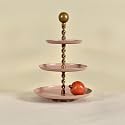 livingwithelan ELAN Swirl 3 Tier Cupcake Stand, Mild Steel, Round, Multipurpose Dessert Serving Platter for Party, Birthday, Wedding (Dusty Rose)