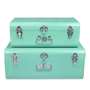 livingwithelan elan vintage style buxa metal trunk set of 2 aquacollege dorm amp bedroom footlocker