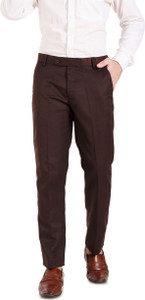 elanhood regular fit men brown trousers