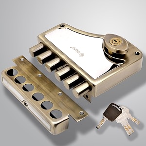 elara deadbolt hexabolt 2ck door lock for main door deadbolt rim latch inside opening door lock with 4 reversible brass keys antique edl-02 hexabolt ultra key