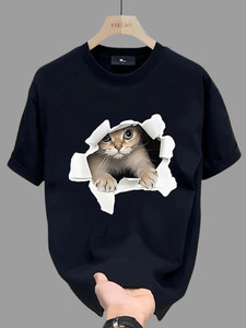 ELBATROSS Graphic Print Men Round Neck Black