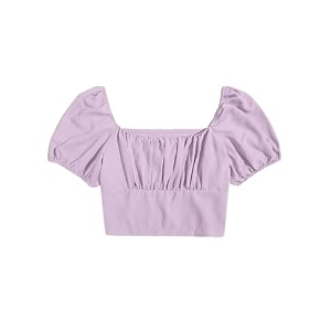 Purple Solid Crop Top for Women