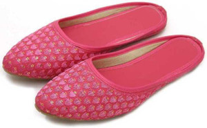 elco womens leather embroiderd with mirror work rajasthani jhutimojris jutis for women pink  6