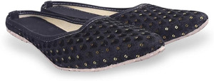 elco womens leather embroiderd with mirror work rajasthani jhutimojris jutis for women black  5