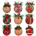 Elcoho 9 Pcs Christmas Ball Ornaments Red Tree Hanging Baubles