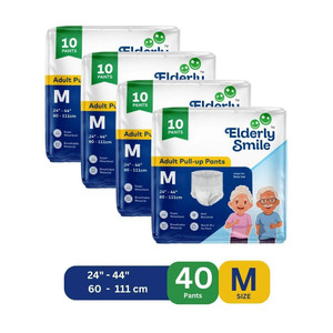 elderly smile super absorbent premium pull up pants  waist size 24-44  pack of 4 adult diapers - m