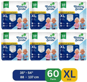 elderly smile super absorbent premium pull up pants  waist size 35-54  pack of 6 adult diapers - xl