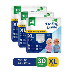elderly smile super absorbent premium pull up pants  waist size 35-54  pack of 3 adult diapers - xl