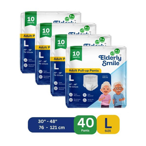 elderly smile super absorbent premium pull up pants  waist size 30-48  pack of 4 adult diapers - l