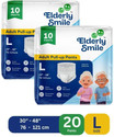 Elderly Smile Super Absorbent Premium Pull Up Pants | Waist Size (30"-48") | Pack of 2 Adult Diapers - L