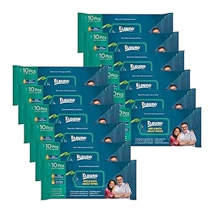 elduro wipes wet wipes wet wipes for face wet wipes for adults wet tissues wipes for adults bed and bath unisex adult alcohol free aloe vera enriched paraben free - pack of 12 120 counts