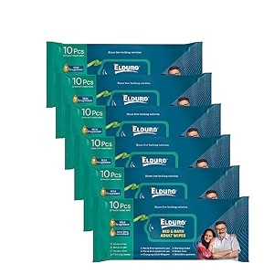 elduro wipes wet wipes wet wipes for face wet wipes for adults wet tissues wipes for adults bed and bath unisex adult alcohol free aloe vera enriched paraben free - pack of 6 60 counts