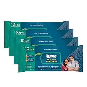 elduro wipes wet wipes wet wipes for face wet wipes for adults wet tissues wipes for adults bed and bath unisex adult alcohol free aloe vera enriched paraben free - pack of 4 40 counts