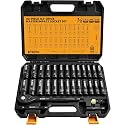 ELEAD 1/2" Drive Deep Impact Socket Set: 30-Piece Standard SAE (3/8 to 1 Inch) and Metric (10-24mm) Size, 3" and 5" Drive Extension Bar, Ratchet Handle, Bit Adapter, CR-V Steel for Auto Repair