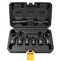 ELEAD 8-Piece Flex Head Crows Foot Wrench Set, Metric 12 14 16 17 18 19 mm with Extension Bar, 3/8" & 1/2" Drive Crowsfoot Line Wrenches Set, Access Fasteners in Tight Spaces