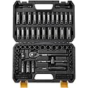 ELEAD 96-Piece 3/8" Drive Impact Socket Set, SAE(5/16 to 3/4-Inch) & Metric(8-22mm), Standard & Deep Sockets, Ratchet Handle, Bit Set, Universal Joint, Extension Bar, Adapters, Spark Plug Sockets