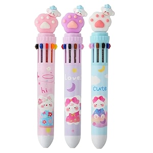 10 in 1 cat paw ball multi colour set for kids cartoon ball point pen for school stationery kids stationery kit birthday amp return gift boys amp girls pack of 3 pen