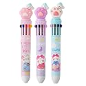 10 In 1 Cat Paw Ball Multi Colour Set For Kids Cartoon Ball Point Pen For School Stationery Kids Stationery Kit, Birthday &amp; Return Gift Boys &amp; Girls (Pack of 3 Pen)