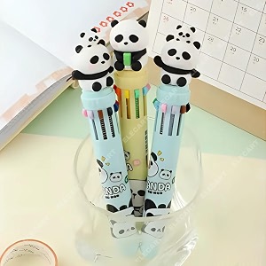 10 in 1 retractable ballpoint pen multicolor pens all in one stylish 10 color pens 05mm for office school stationery students children birthday return gift for boys amp girls 3 panda