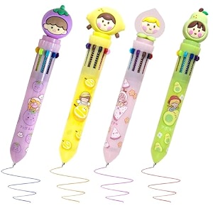 10 in 1 retractable ballpoint pen multicolor pens all in one stylish 10 color pens 05mm for office school stationery students children birthday return gift for boys amp girls 4 fruits