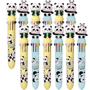 10 in 1 retractable ballpoint pen multicolor pens all in one stylish 10 color pens 05mm for office school stationery students children birthday return gift for boys amp girls 12 panda