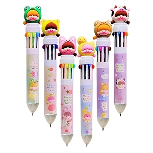 10 in 1 retractable ballpoint pen multicolor pens all in one stylish 10 color pens 05mm for office school stationery students children birthday return gift for boys amp girls 6 animals