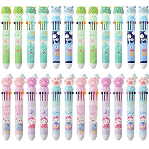 10 in 1 retractable ballpoint pen multicolor pens all in one stylish 10 color pens 05mm for office school stationery students children birthday return gift for boys amp girls 24 bear