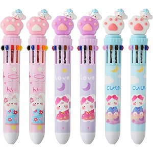 10 in 1 retractable ballpoint pen multicolor pens all in one stylish 10 color pens 05mm for office school stationery students children birthday return gift for boys amp girls 6 cat paw