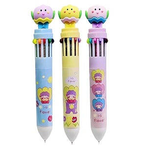 10 in 1 retractable ballpoint pen multicolor pens all in one stylish 10 color pens 05mm for office school stationery students children birthday return gift for boys amp girls 3 flowers