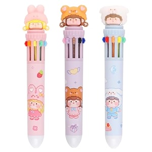 10 in 1 retractable ballpoint pen multicolor pens all in one stylish 10 color pens 05mm for office school stationery students children birthday return gift for boys amp girls 3 girl